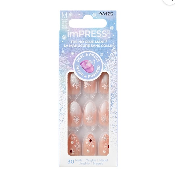 imPRESS Other - KISS imPRESS Holiday Press on Nails, Timeless Carols, Beige, Medium Almond